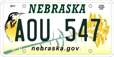 NE license plate AOU547