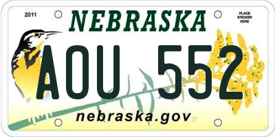 NE license plate AOU552
