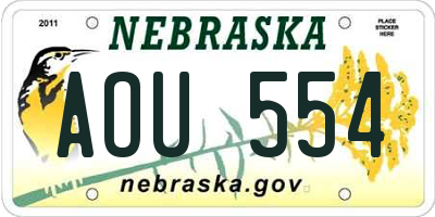 NE license plate AOU554