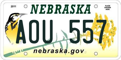 NE license plate AOU557