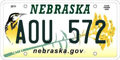 NE license plate AOU572
