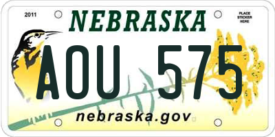 NE license plate AOU575