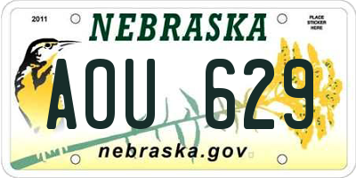 NE license plate AOU629