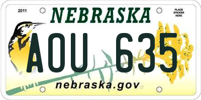 NE license plate AOU635