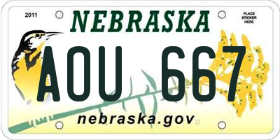 NE license plate AOU667