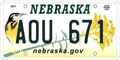NE license plate AOU671