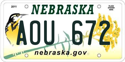 NE license plate AOU672