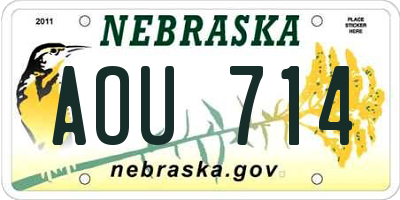 NE license plate AOU714