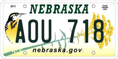 NE license plate AOU718