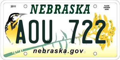 NE license plate AOU722