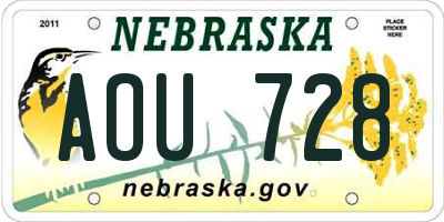 NE license plate AOU728