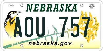 NE license plate AOU757