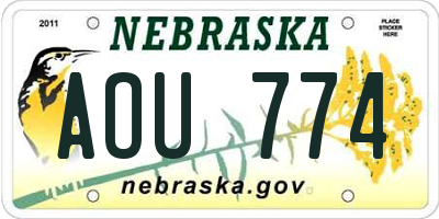 NE license plate AOU774