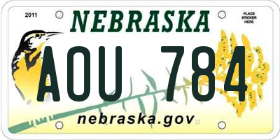 NE license plate AOU784
