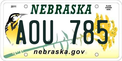 NE license plate AOU785