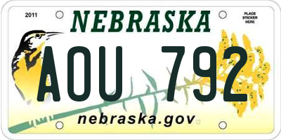 NE license plate AOU792