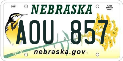 NE license plate AOU857