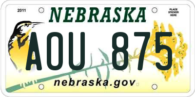 NE license plate AOU875