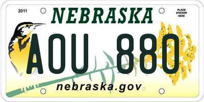 NE license plate AOU880
