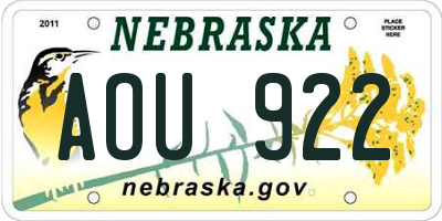NE license plate AOU922