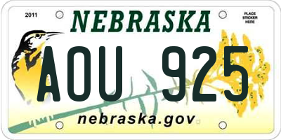 NE license plate AOU925