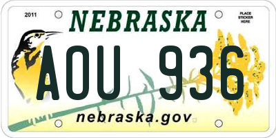 NE license plate AOU936