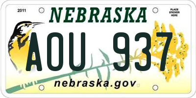 NE license plate AOU937