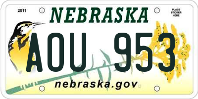 NE license plate AOU953
