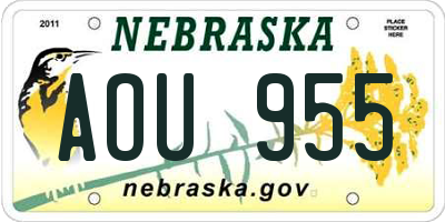 NE license plate AOU955