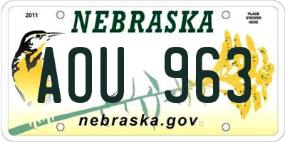 NE license plate AOU963