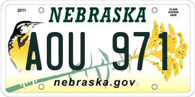 NE license plate AOU971