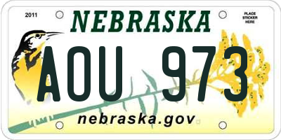 NE license plate AOU973