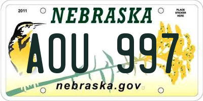 NE license plate AOU997