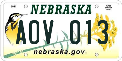 NE license plate AOV013