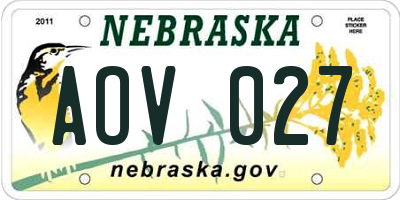 NE license plate AOV027