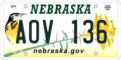 NE license plate AOV136