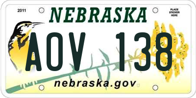 NE license plate AOV138