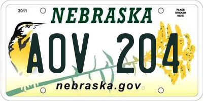 NE license plate AOV204