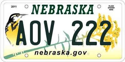 NE license plate AOV222