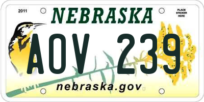NE license plate AOV239