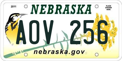 NE license plate AOV256