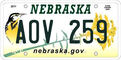 NE license plate AOV259