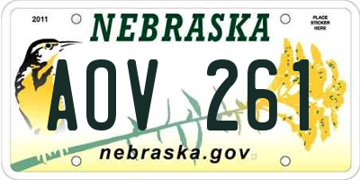 NE license plate AOV261