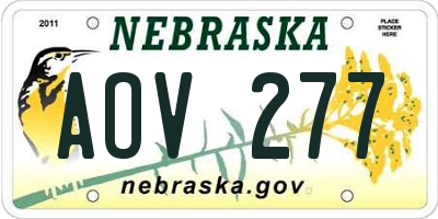 NE license plate AOV277