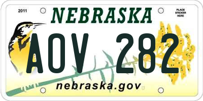NE license plate AOV282