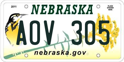 NE license plate AOV305