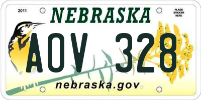 NE license plate AOV328