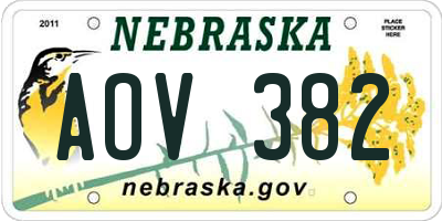 NE license plate AOV382