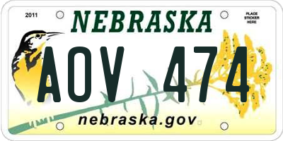 NE license plate AOV474