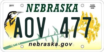 NE license plate AOV477